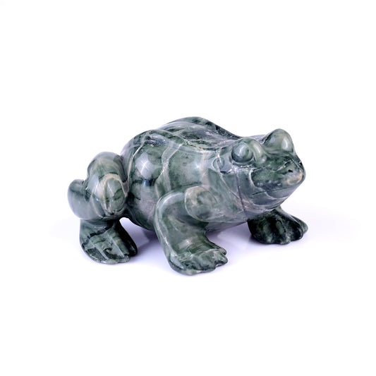 Nicedony 2.8" Jiulong Jade Hand Carved Crystal Frog Sculpture