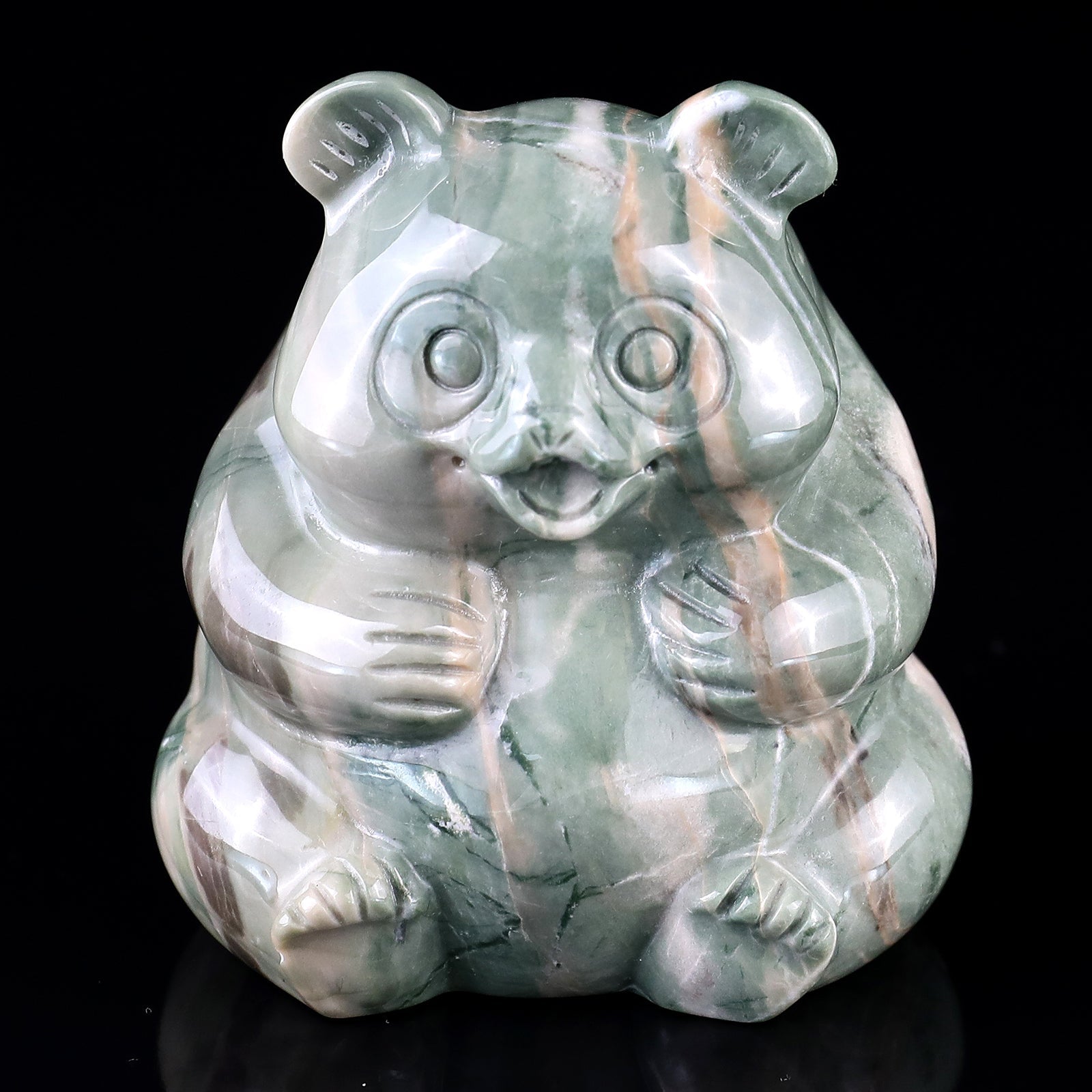 Nicedony 2.8" Jiulong Jade Hand Carved Crystal Panda Sculpture - View 11