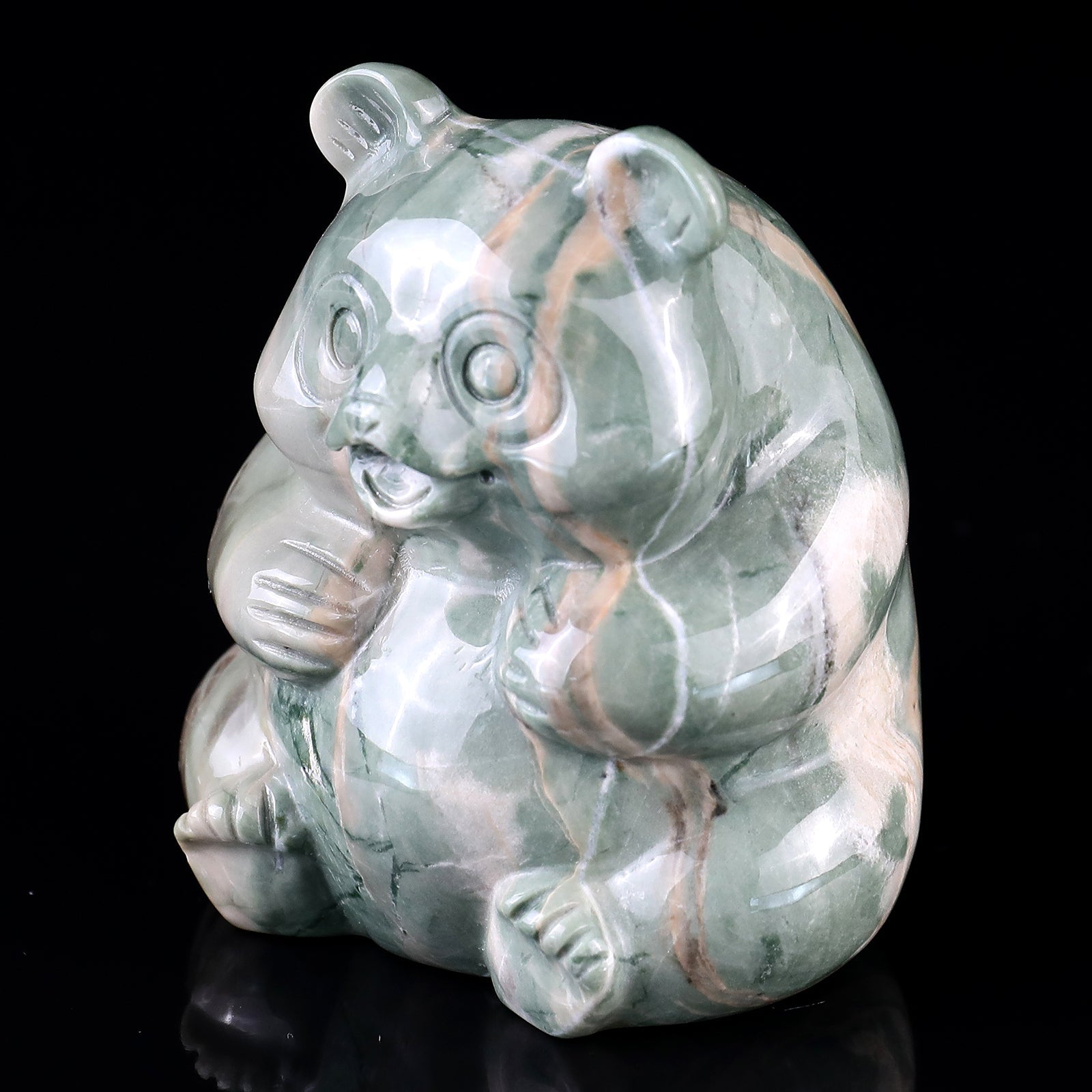 Nicedony 2.8" Jiulong Jade Hand Carved Crystal Panda Sculpture - View 16