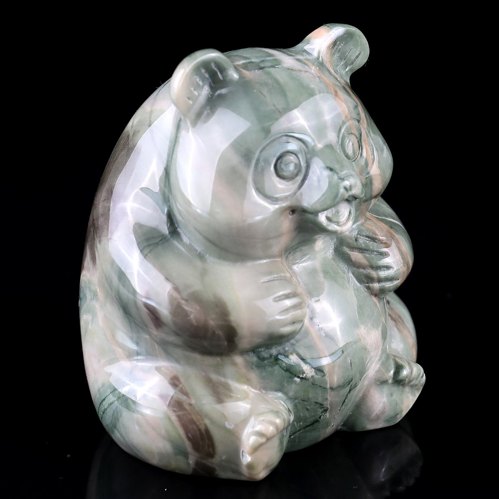 Nicedony 2.8" Jiulong Jade Hand Carved Crystal Panda Sculpture - View 12