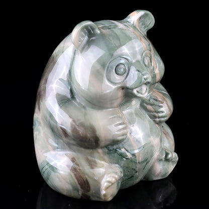 Nicedony 2.8" Jiulong Jade Hand Carved Crystal Panda Sculpture - View 12