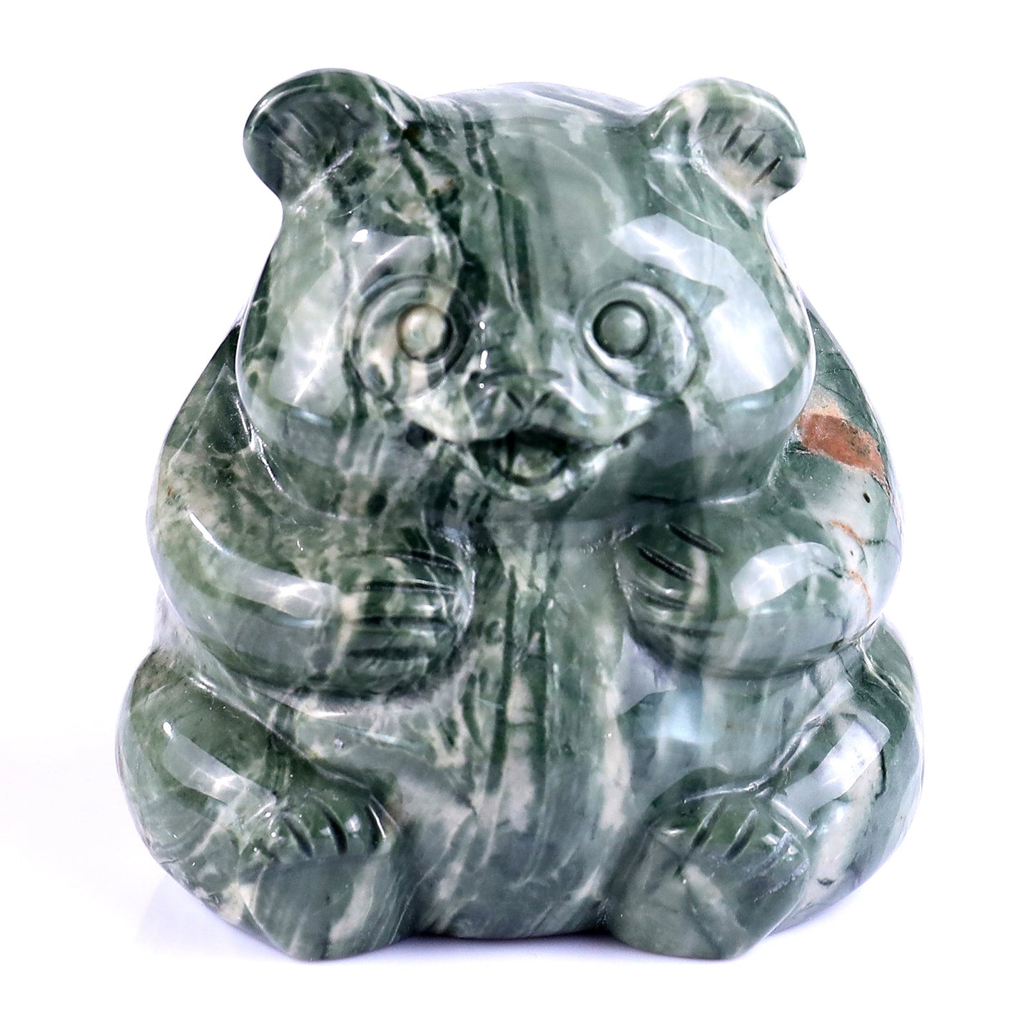 Nicedony 2.8" Jiulong Jade Hand Carved Crystal Panda Sculpture - #2100277