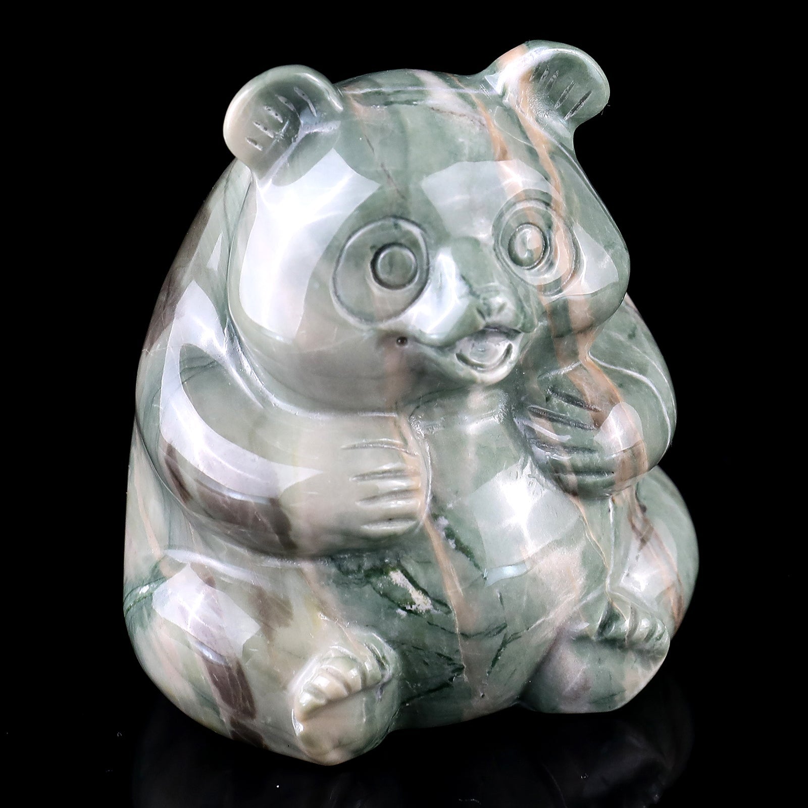 Nicedony 2.8" Jiulong Jade Hand Carved Crystal Panda Sculpture - View 10