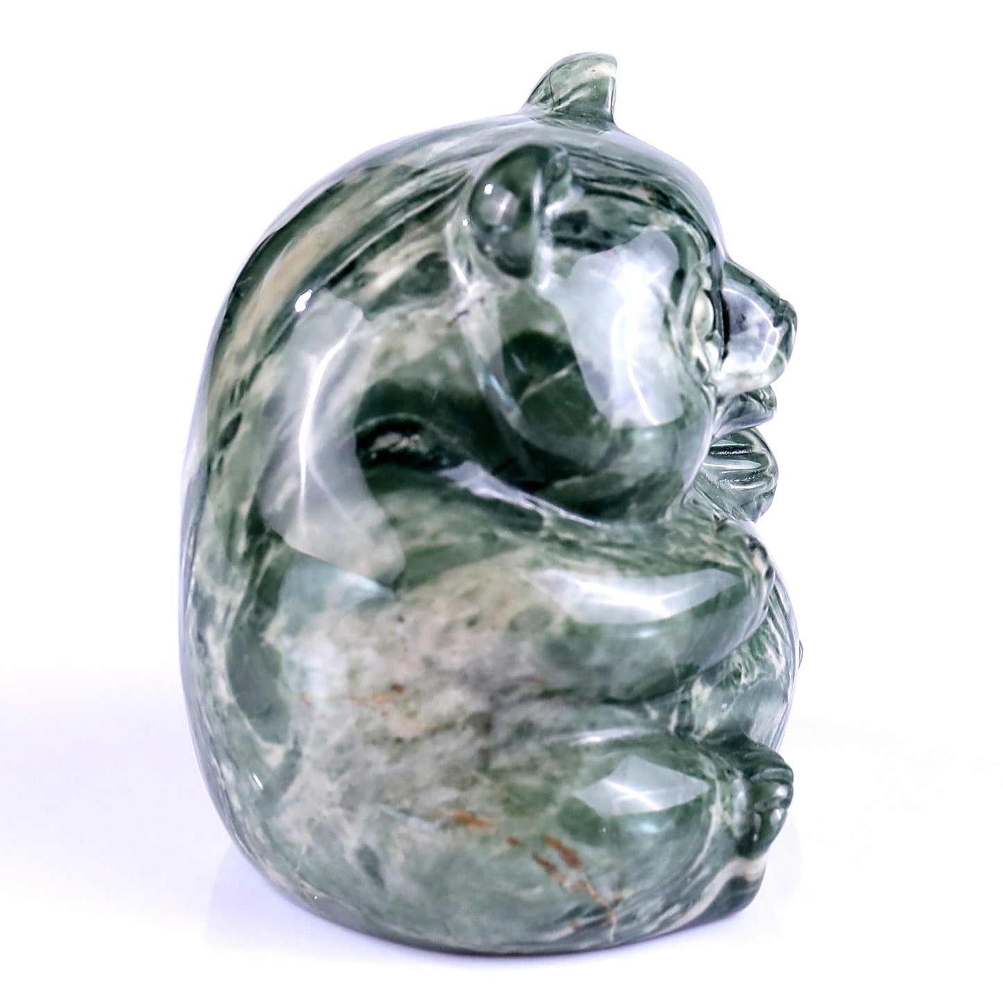Nicedony 2.8" Jiulong Jade Hand Carved Crystal Panda Sculpture - #4100162