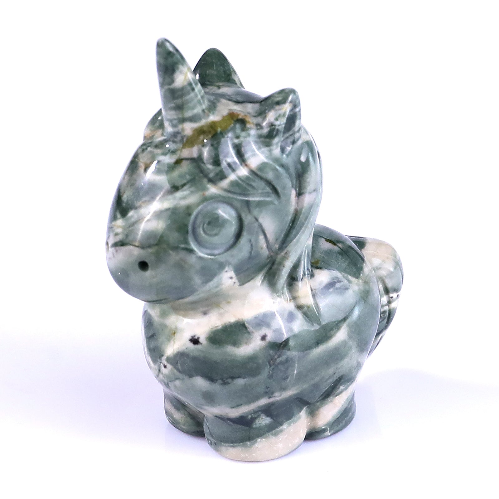 Nicedony 2.8" Jiulong Jade Hand Carved Crystal Unicorn Sculpture - View 9