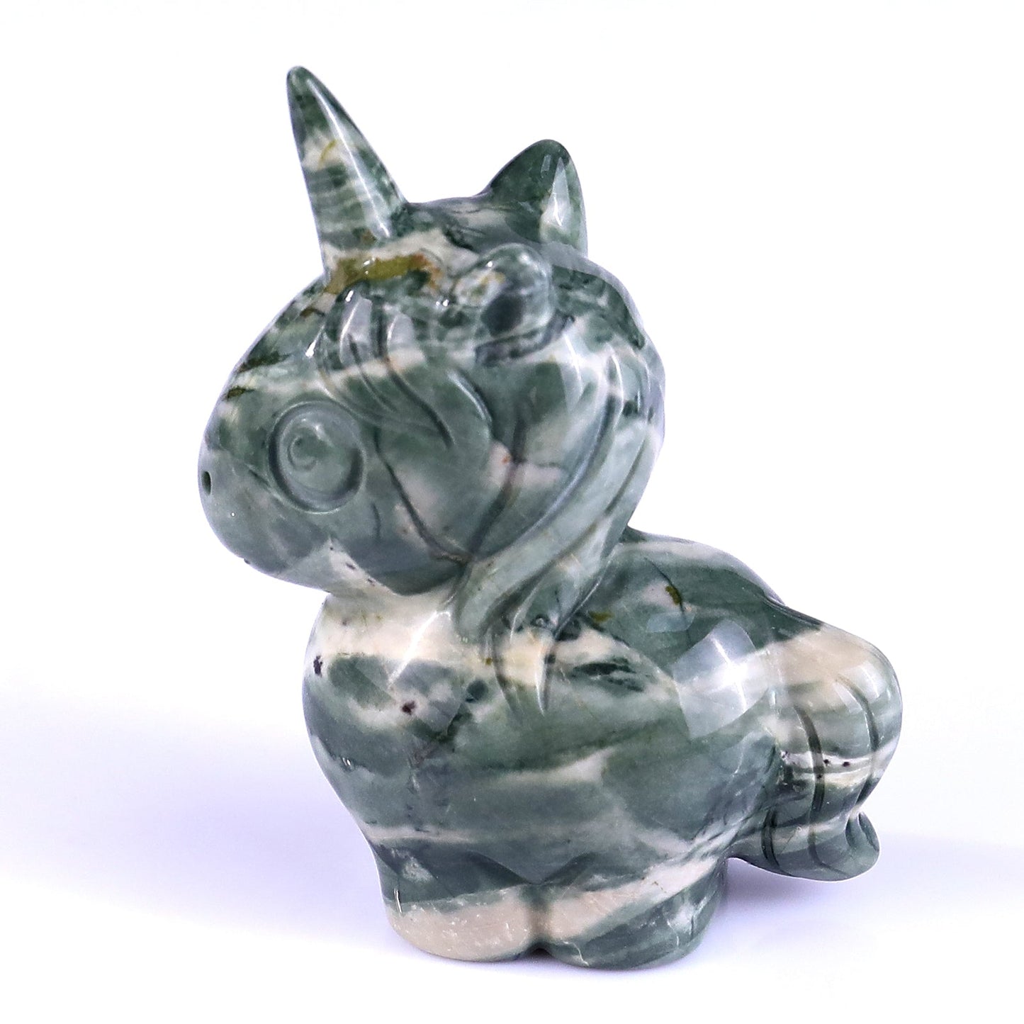 Nicedony 2.8" Jiulong Jade Hand Carved Crystal Unicorn Sculpture - View 7
