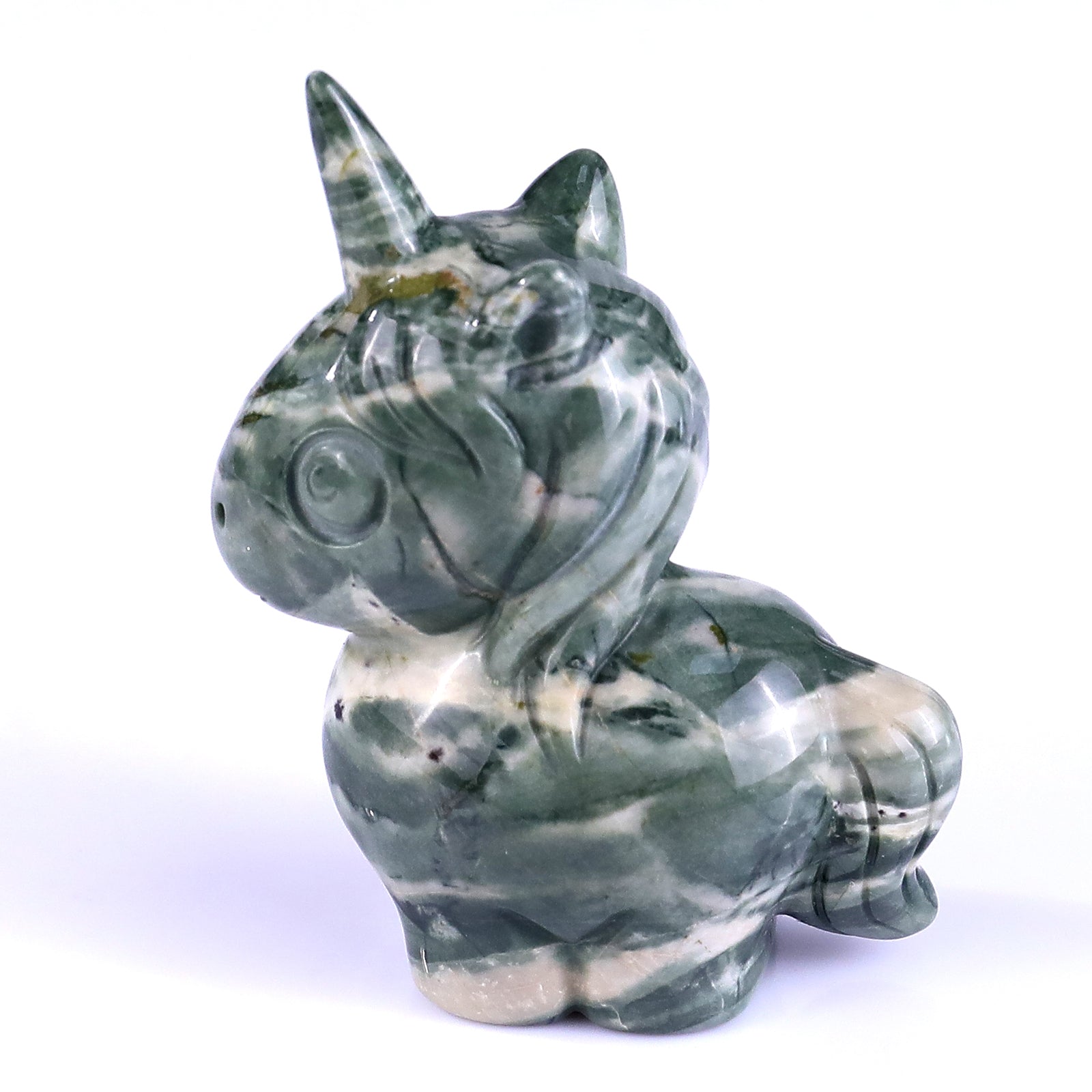 Nicedony 2.8" Jiulong Jade Hand Carved Crystal Unicorn Sculpture - View 7