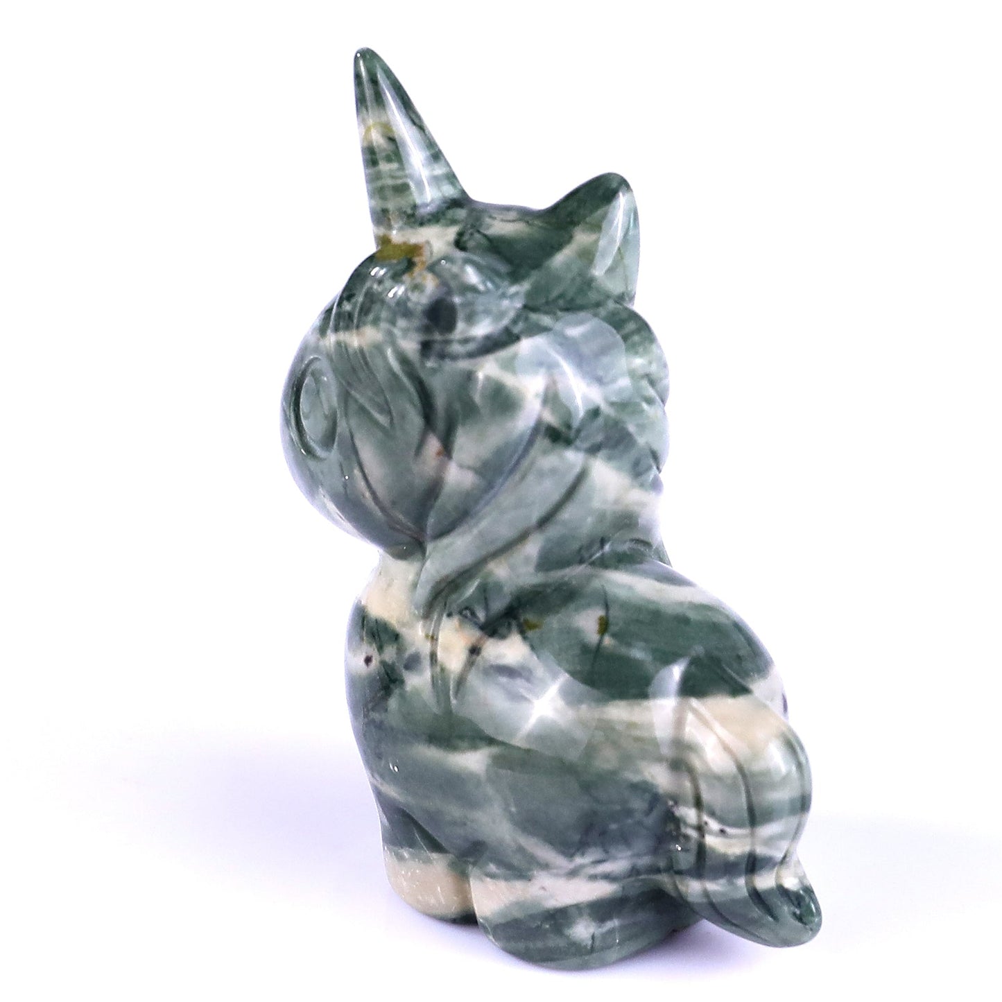 Nicedony 2.8" Jiulong Jade Hand Carved Crystal Unicorn Sculpture - View 6