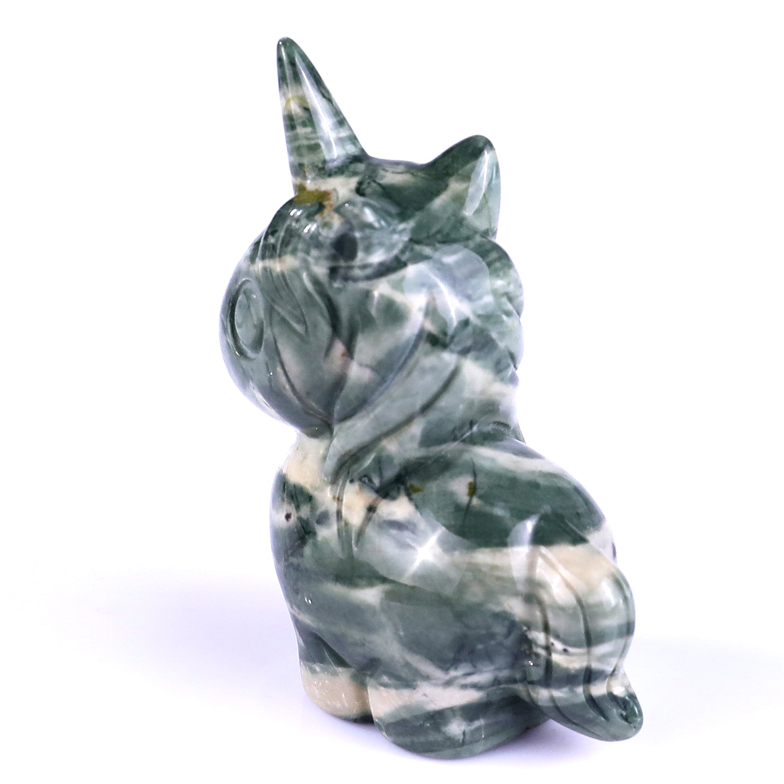 Nicedony 2.8" Jiulong Jade Hand Carved Crystal Unicorn Sculpture - View 6