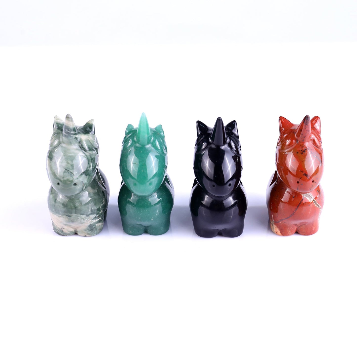 Nicedony 2.8" Chalcedony Hand Carved Crystal Unicorn Sculpture - Jiulong Jade