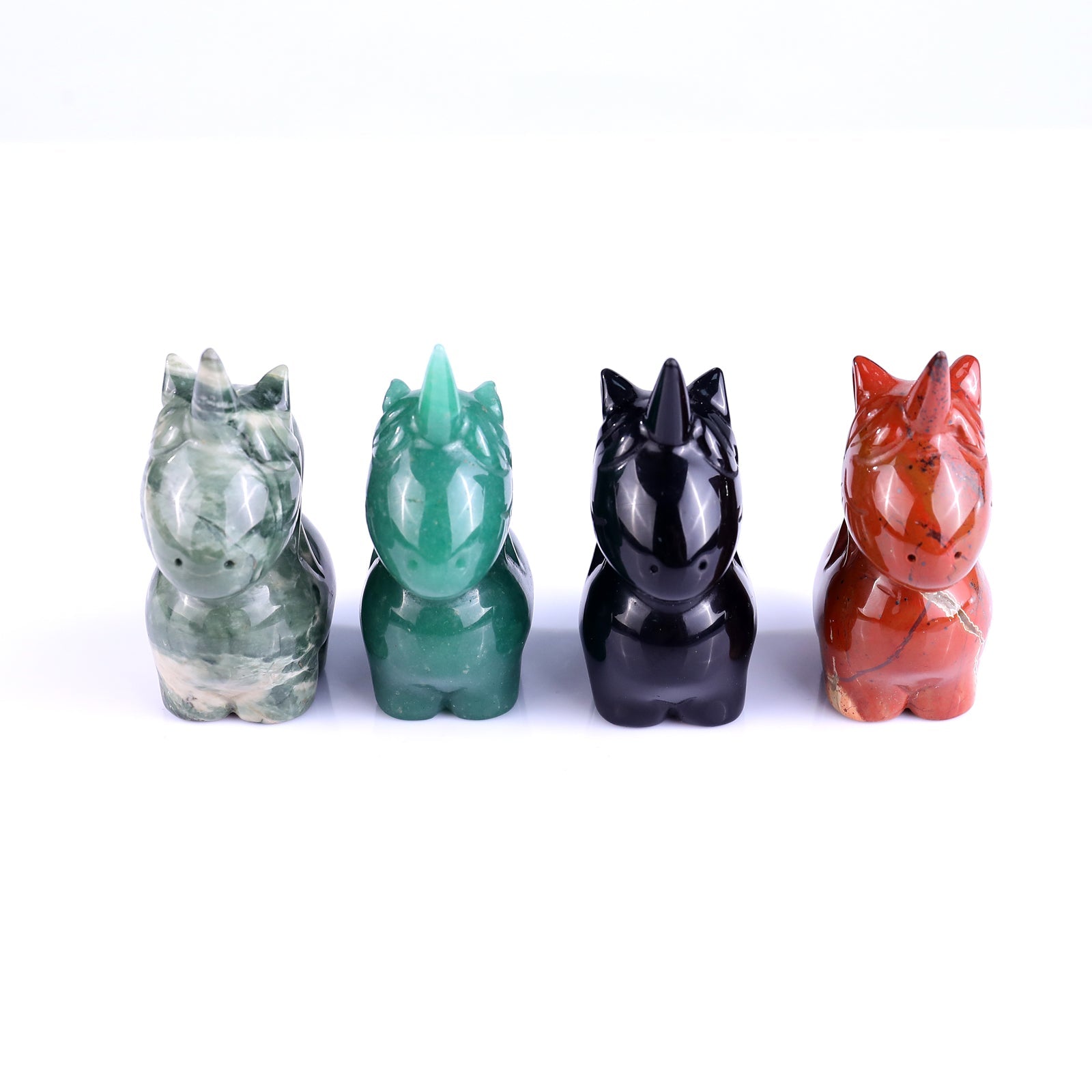 Nicedony 2.8" Chalcedony Hand Carved Crystal Unicorn Sculpture - Jiulong Jade