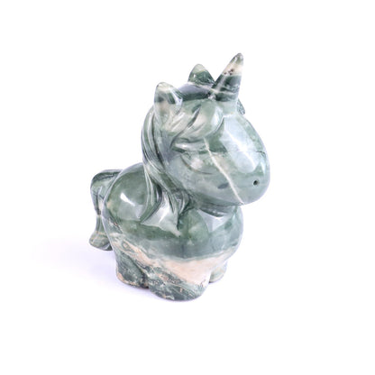 Nicedony 2.8" Chalcedony Hand Carved Crystal Unicorn Sculpture - Chalcedony