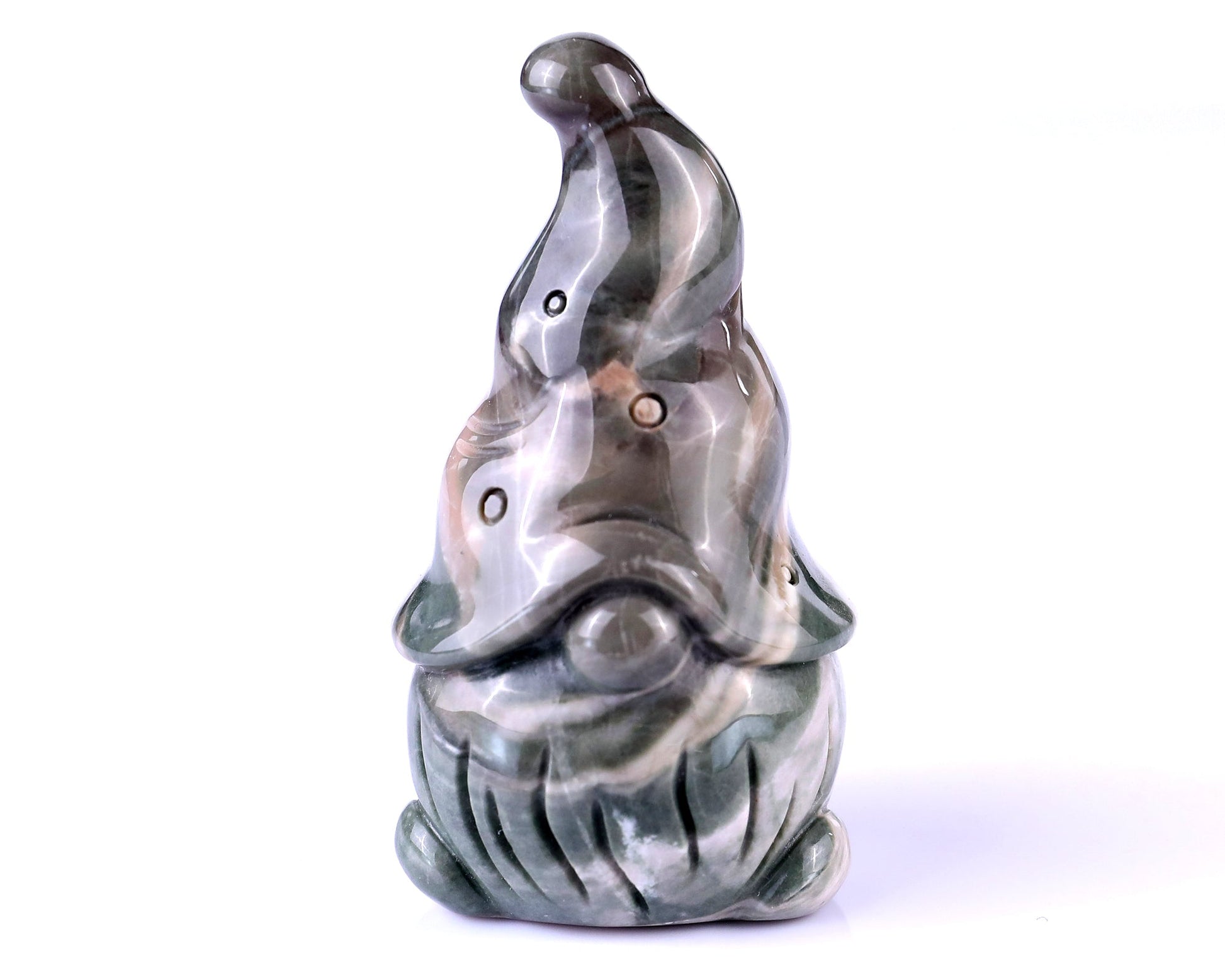 Nicedony 2.8” Jiulong Jade Hand Carved Crystal Bearded Elf Sculpture - View 2