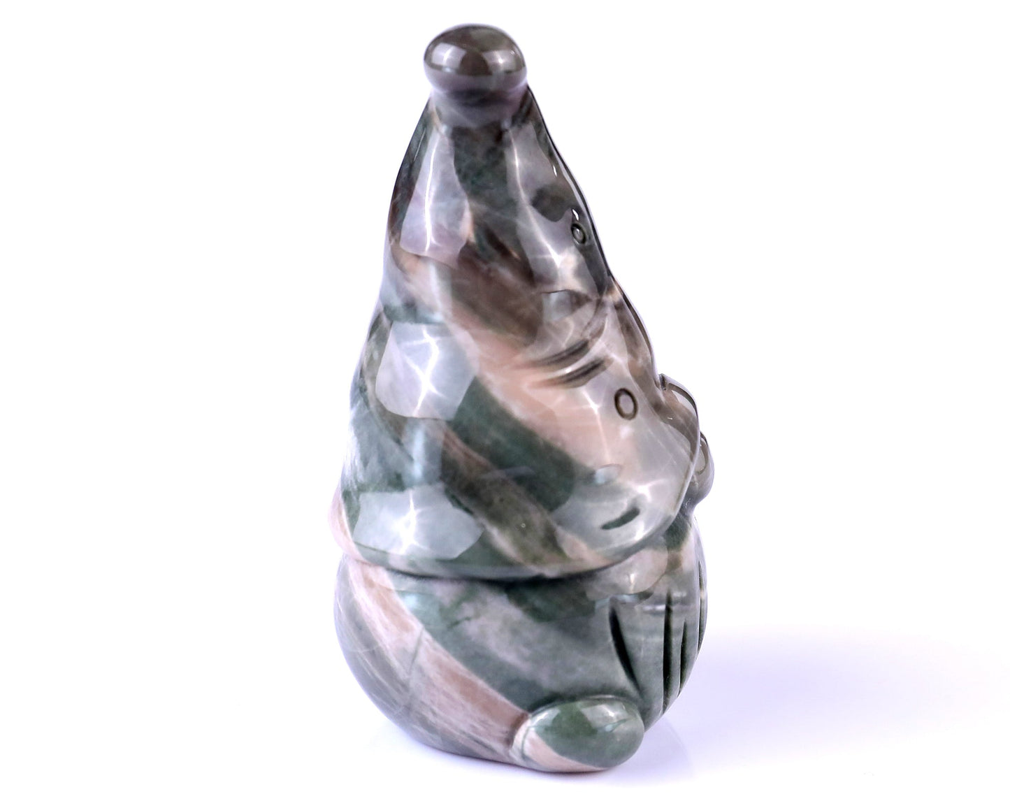 Nicedony 2.8” Jiulong Jade Hand Carved Crystal Bearded Elf Sculpture - View 4