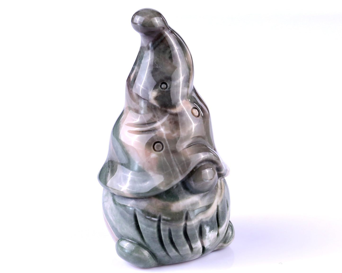 Nicedony 2.8” Jiulong Jade Hand Carved Crystal Bearded Elf Sculpture