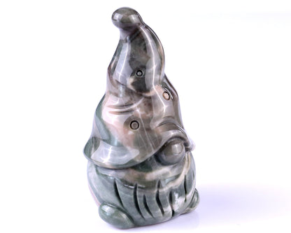 Nicedony 2.8” Jiulong Jade Hand Carved Crystal Bearded Elf Sculpture