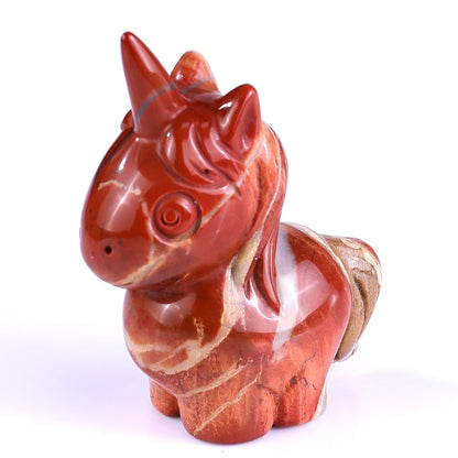 Nicedony 2.8" Red Jasper Hand Carved Crystal Unicorn Sculpture - View 9
