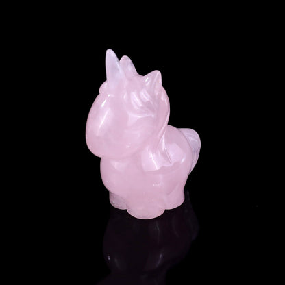Nicedony 2.8" Rose Quartz Hand Carved Crystal Unicorn Sculpture - View 9