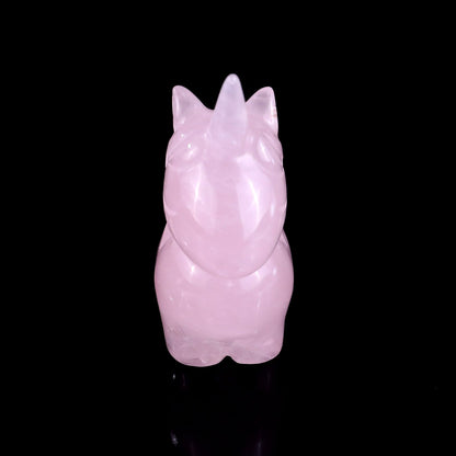 Nicedony 2.8" Rose Quartz Hand Carved Crystal Unicorn Sculpture - View 2