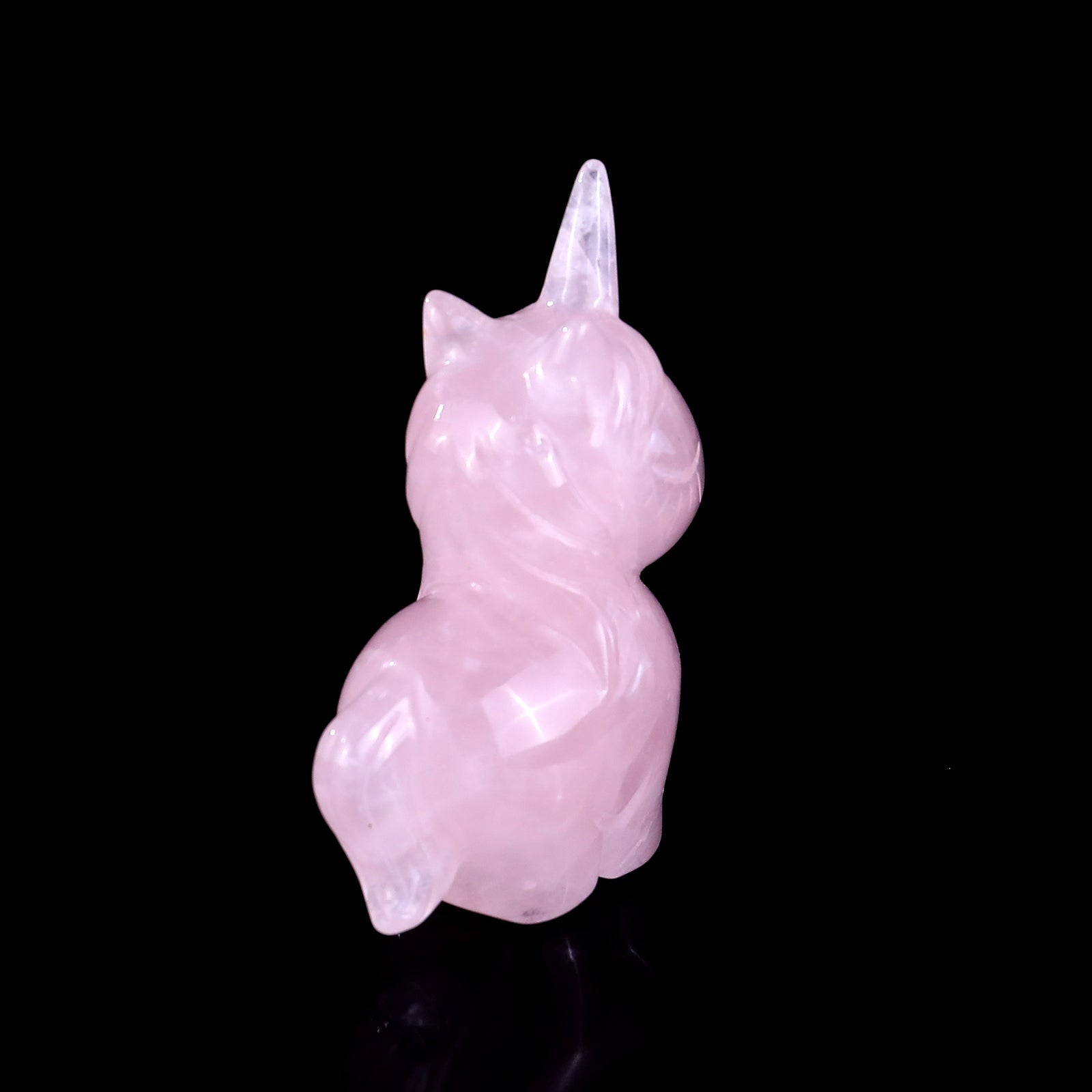 Nicedony 2.8" Rose Quartz Hand Carved Crystal Unicorn Sculpture - View 4