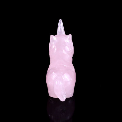 Nicedony 2.8" Rose Quartz Hand Carved Crystal Unicorn Sculpture - View 5