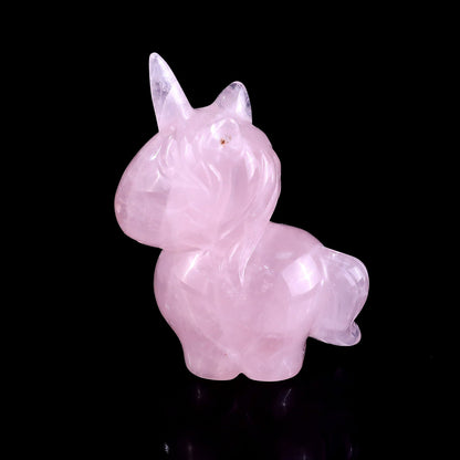 Nicedony 2.8" Rose Quartz Hand Carved Crystal Unicorn Sculpture - View 7