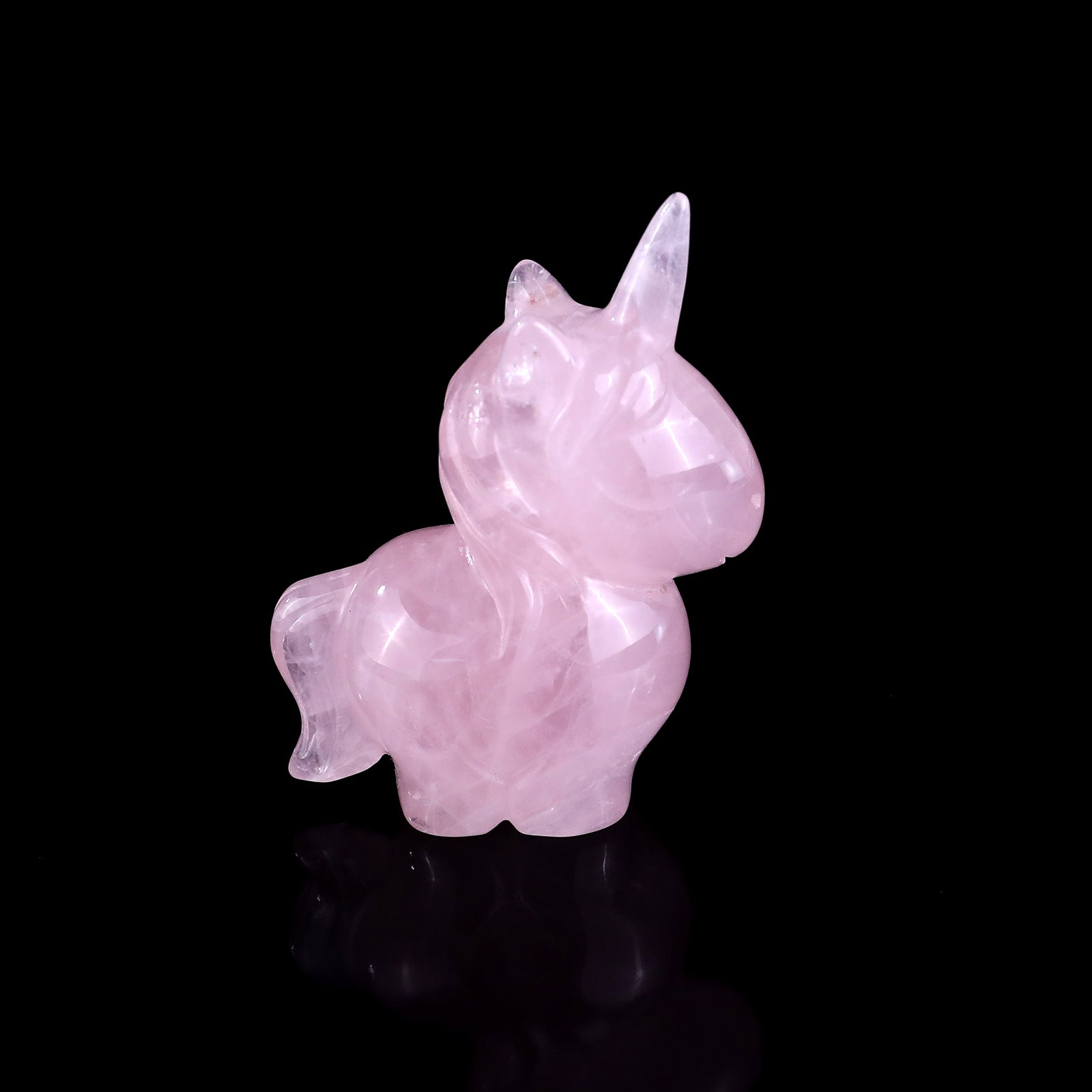 Nicedony 2.8" Rose Quartz Hand Carved Crystal Unicorn Sculpture - View 3