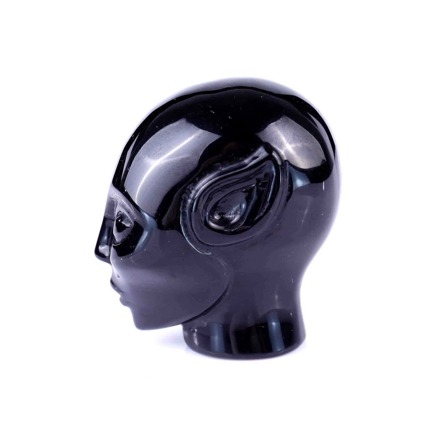 Nicedony 2.9" Black Obsidian Hand Carved Crystal Elf Alien Sculpture - View 5