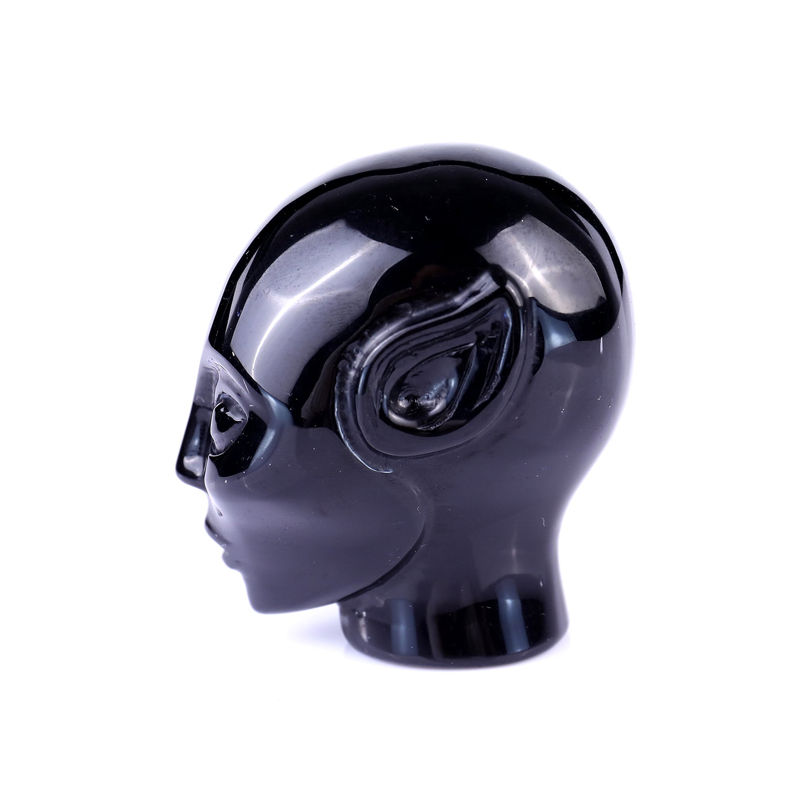 Nicedony 2.9" Black Obsidian Hand Carved Crystal Elf Alien Sculpture - View 5
