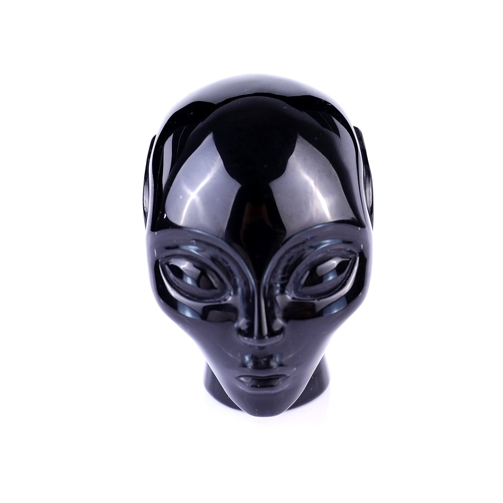 Nicedony 2.9" Black Obsidian Hand Carved Crystal Elf Alien Sculpture - #2100194