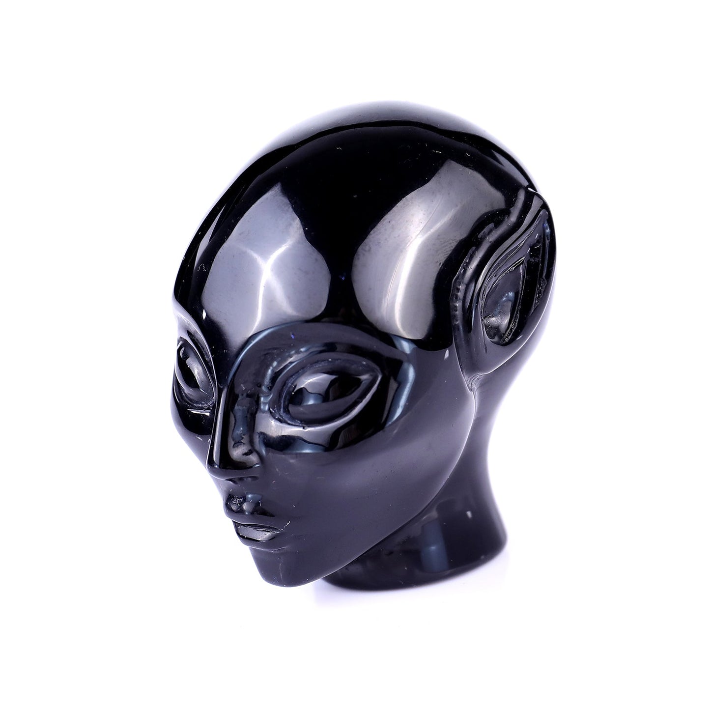 Nicedony 2.9" Black Obsidian Hand Carved Crystal Elf Alien Sculpture - View 7
