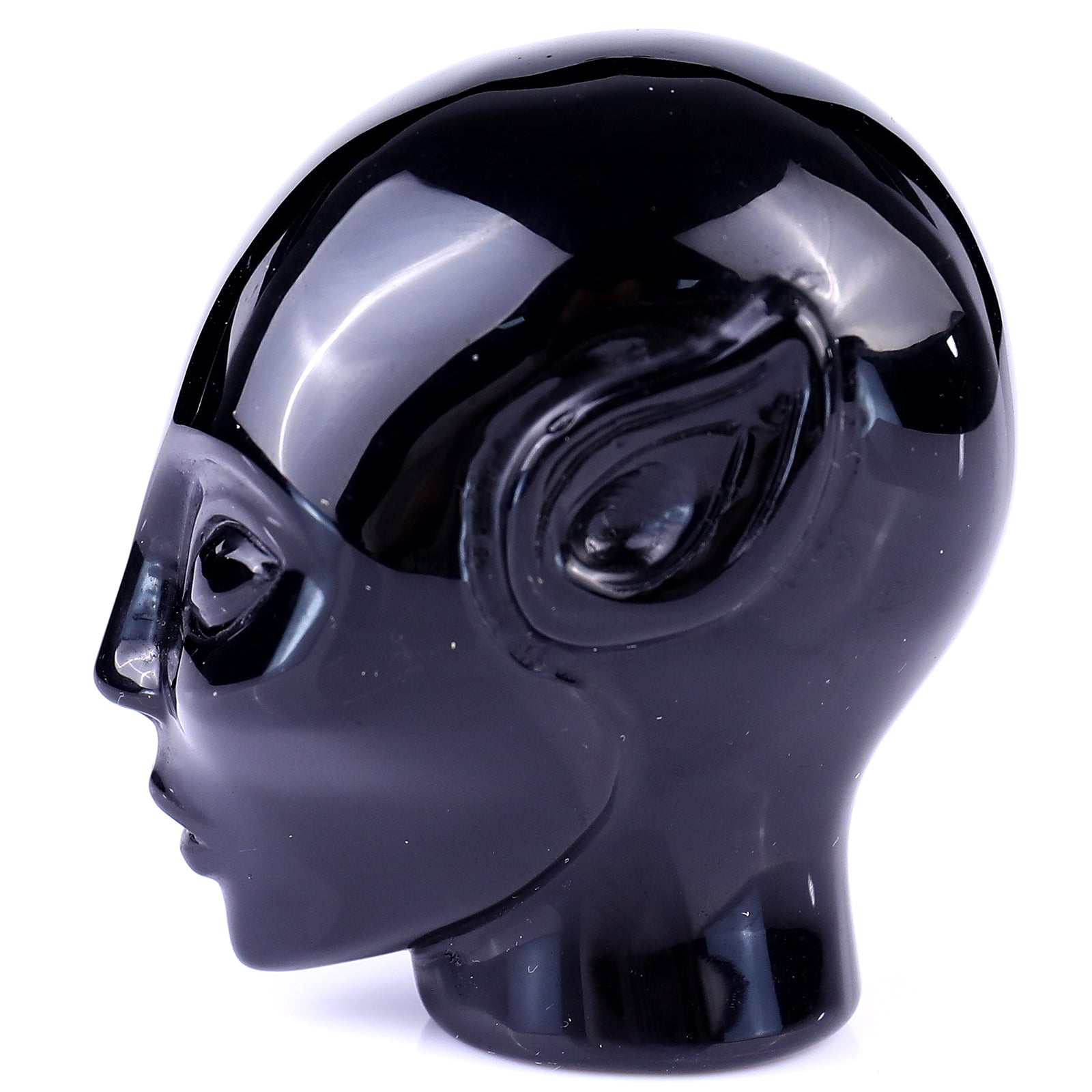 Nicedony 2.9" Black Obsidian Hand Carved Crystal Elf Alien Sculpture - View 11