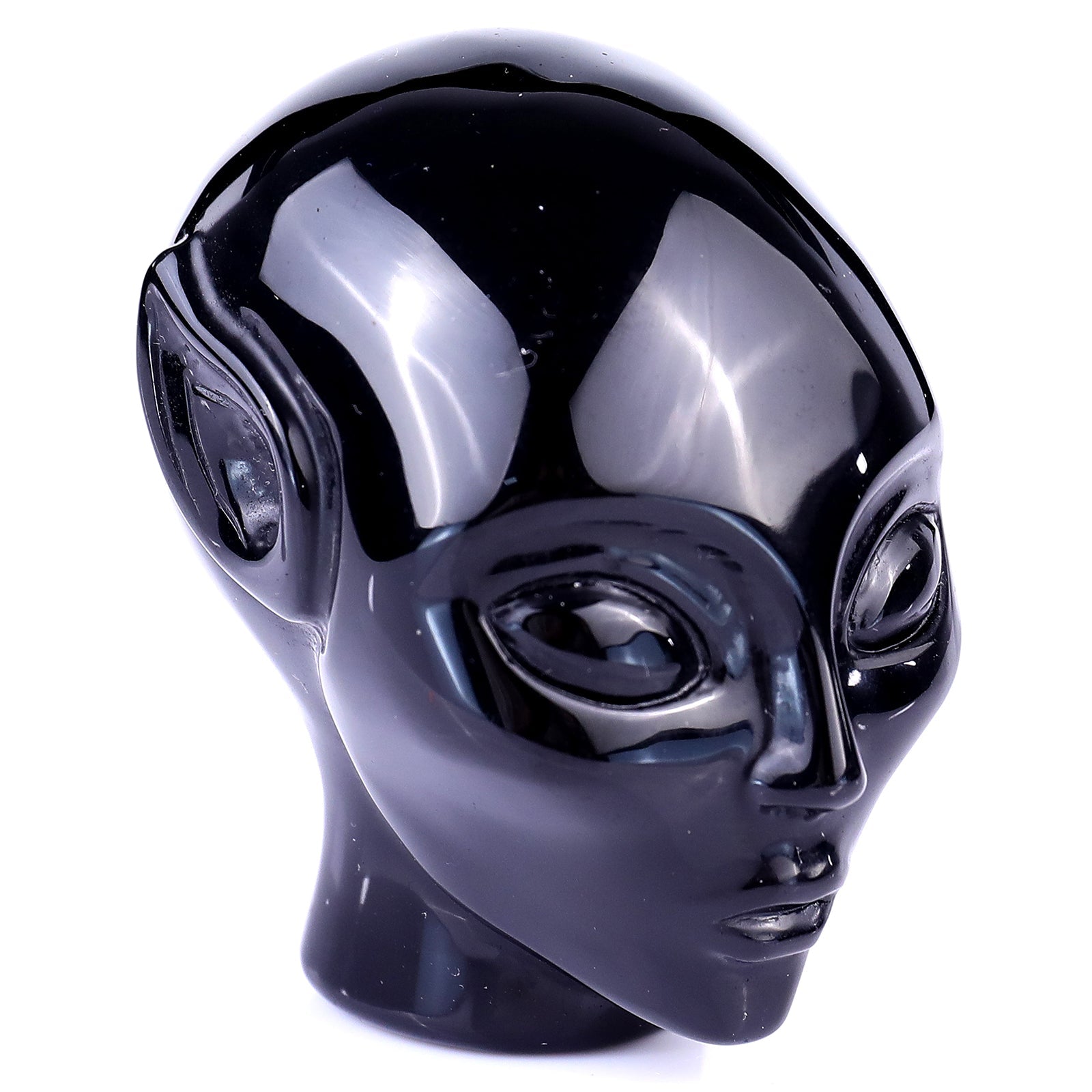 Nicedony 2.9" Black Obsidian Hand Carved Crystal Elf Alien Sculpture - View 8