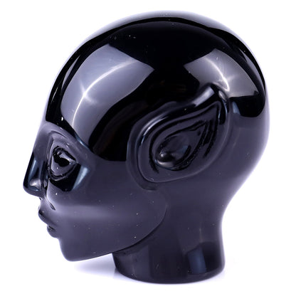 Nicedony 2.9" Black Obsidian Hand Carved Crystal Elf Alien Sculpture - View 4