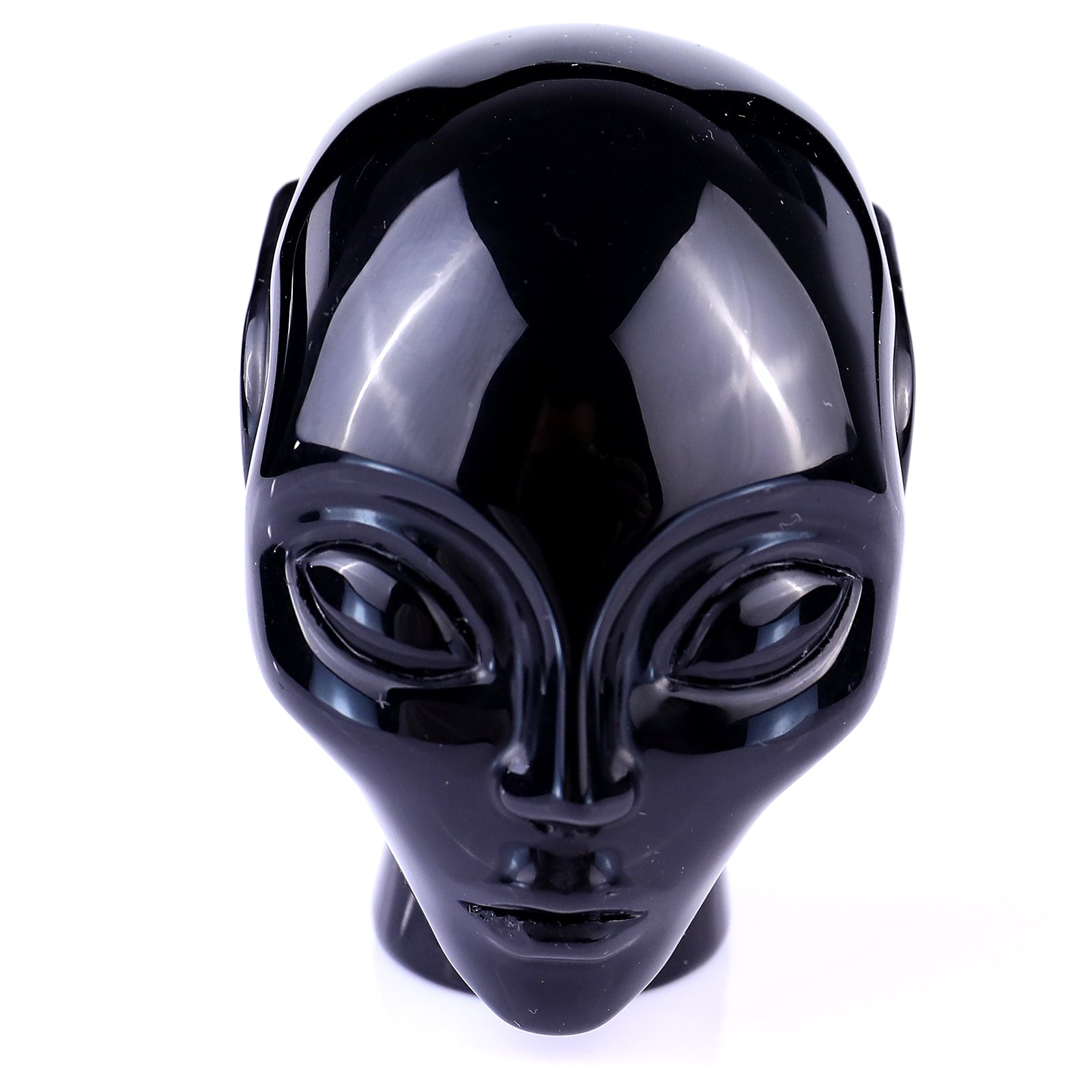 Nicedony 2.9" Black Obsidian Hand Carved Crystal Elf Alien Sculpture - View 2