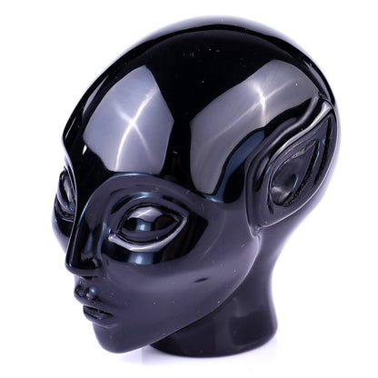 Nicedony 2.9" Black Obsidian Hand Carved Crystal Elf Alien Sculpture - View 7