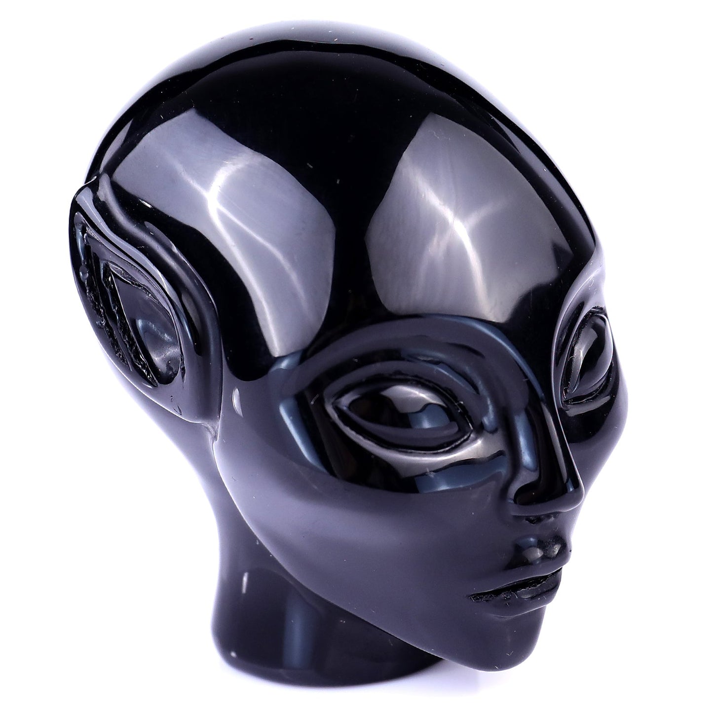 Nicedony 2.9" Black Obsidian Hand Carved Crystal Elf Alien Sculpture