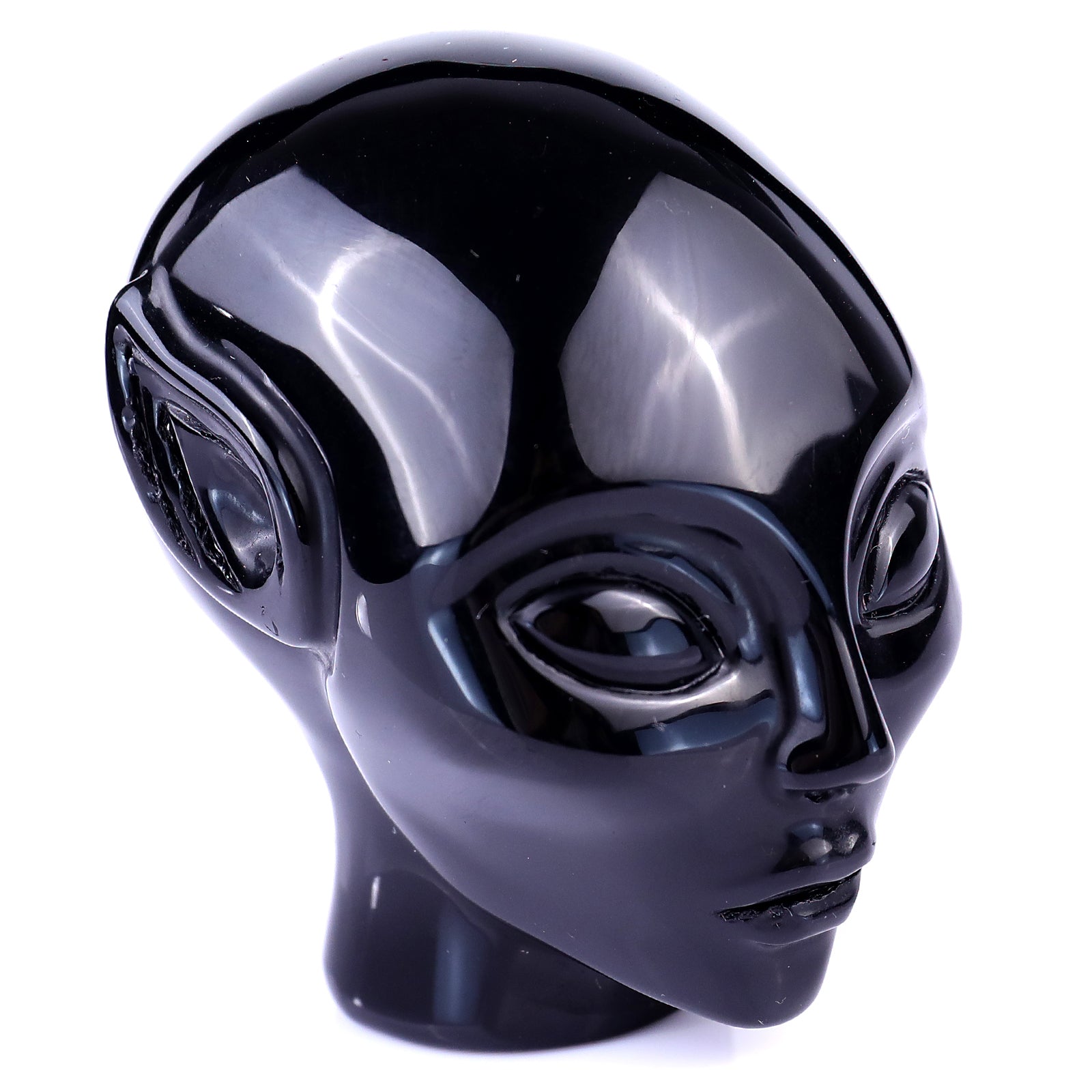 Nicedony 2.9" Black Obsidian Hand Carved Crystal Elf Alien Sculpture