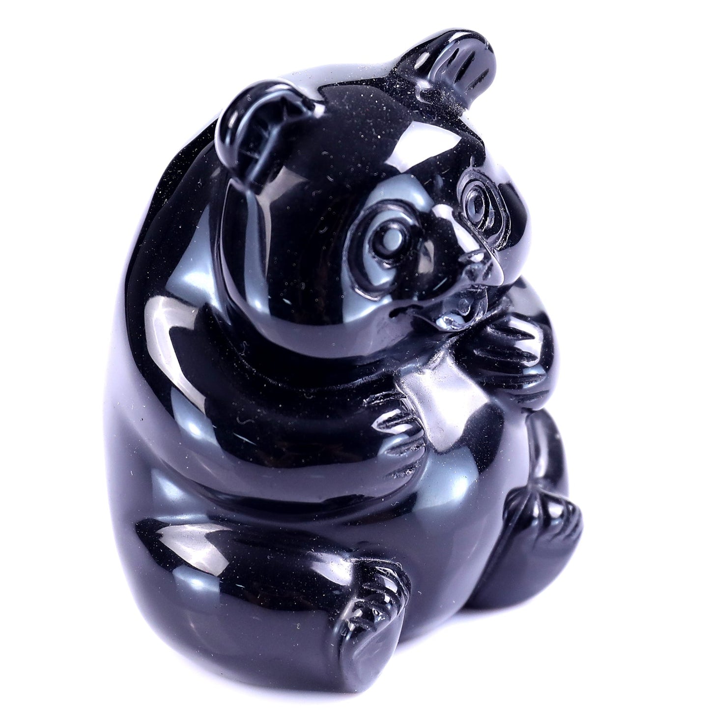 Nicedony 2.9" Black Obsidian Hand Carved Crystal Panda Sculpture - View 8
