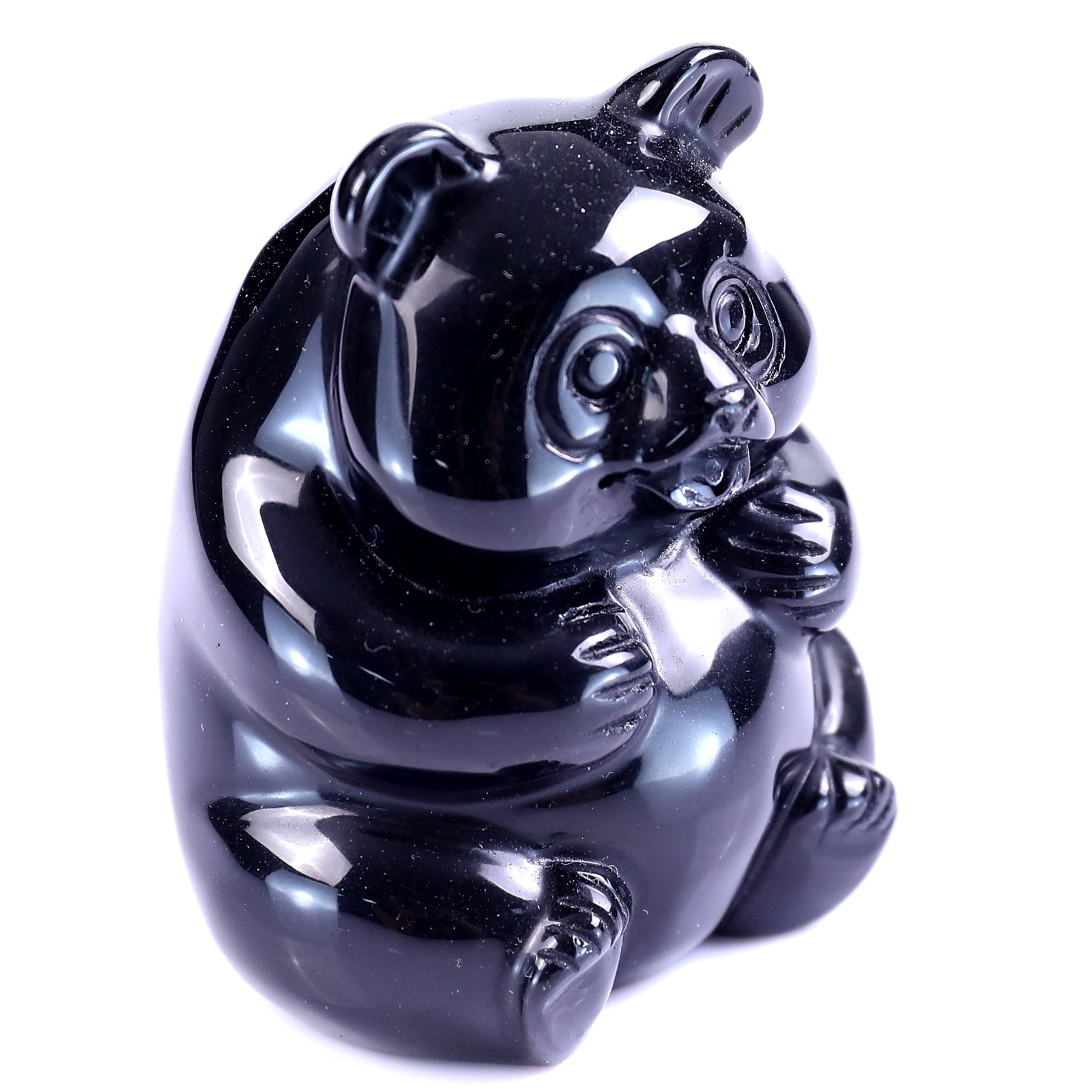 Nicedony 2.9" Black Obsidian Hand Carved Crystal Panda Sculpture - View 8
