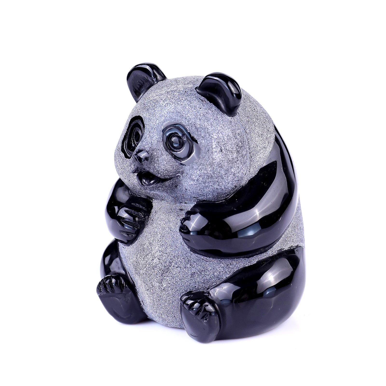 Nicedony 2.9" Black Obsidian Hand Carved Crystal Panda Sculpture - View 7