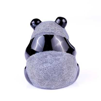Nicedony 2.9" Black Obsidian Hand Carved Crystal Panda Sculpture - #4100218