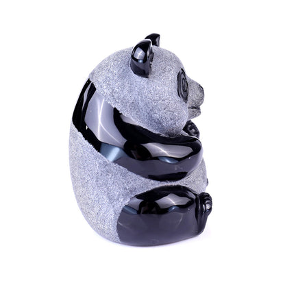 Nicedony 2.9" Black Obsidian Hand Carved Crystal Panda Sculpture - #S100012