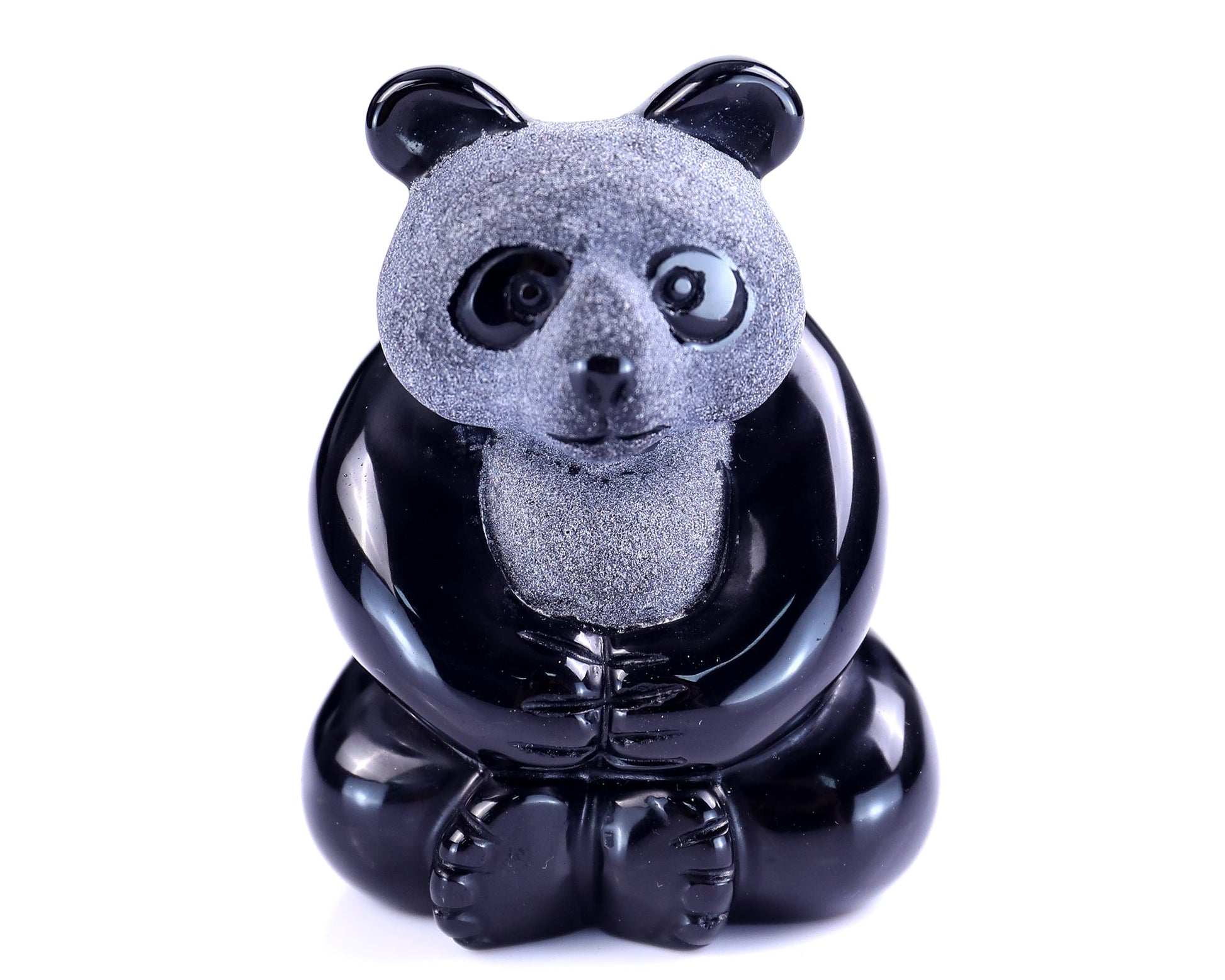 Nicedony 2.9" Black Obsidian Hand Carved Crystal Panda Sculpture - View 25