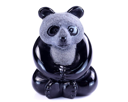 Nicedony 2.9" Black Obsidian Hand Carved Crystal Panda Sculpture - View 25