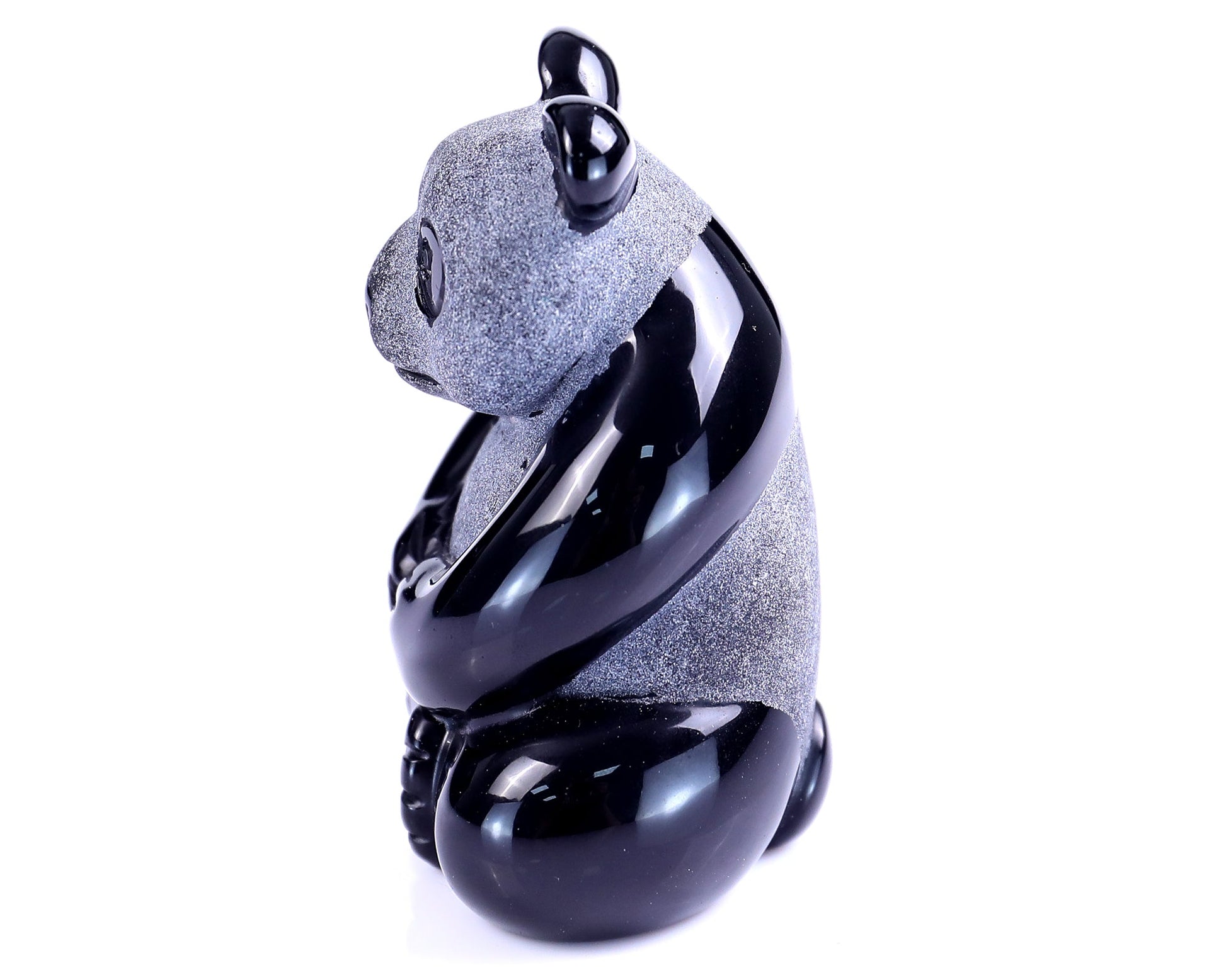 Nicedony 2.9" Black Obsidian Hand Carved Crystal Panda Sculpture - View 30