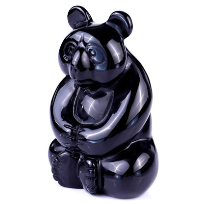 Nicedony 2.9" Black Obsidian Hand Carved Crystal Panda Sculpture - View 23