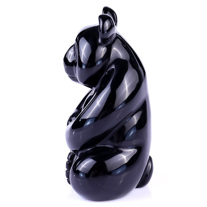 Nicedony 2.9" Black Obsidian Hand Carved Crystal Panda Sculpture - View 20