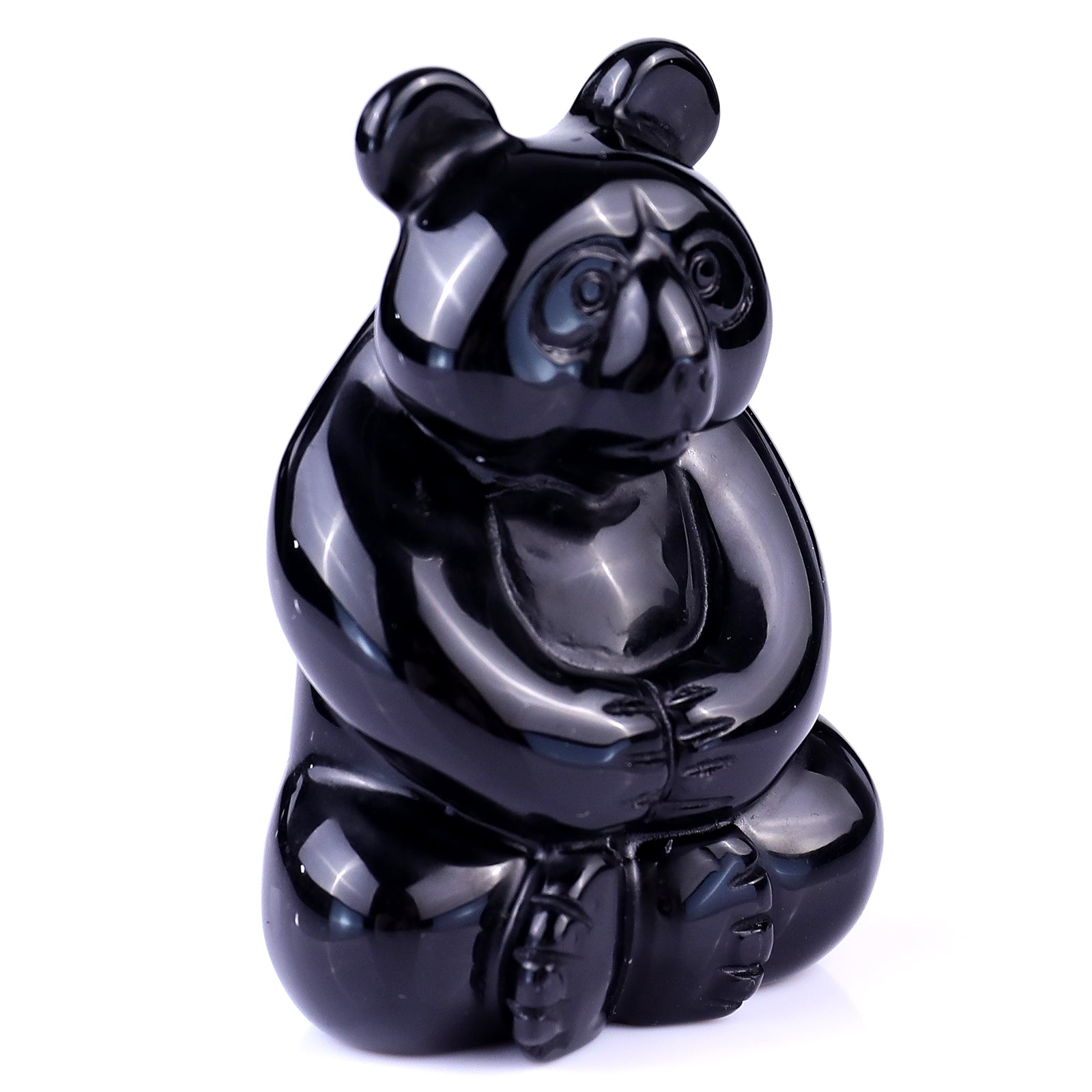 Nicedony 2.9" Black Obsidian Hand Carved Crystal Panda Sculpture - View 17