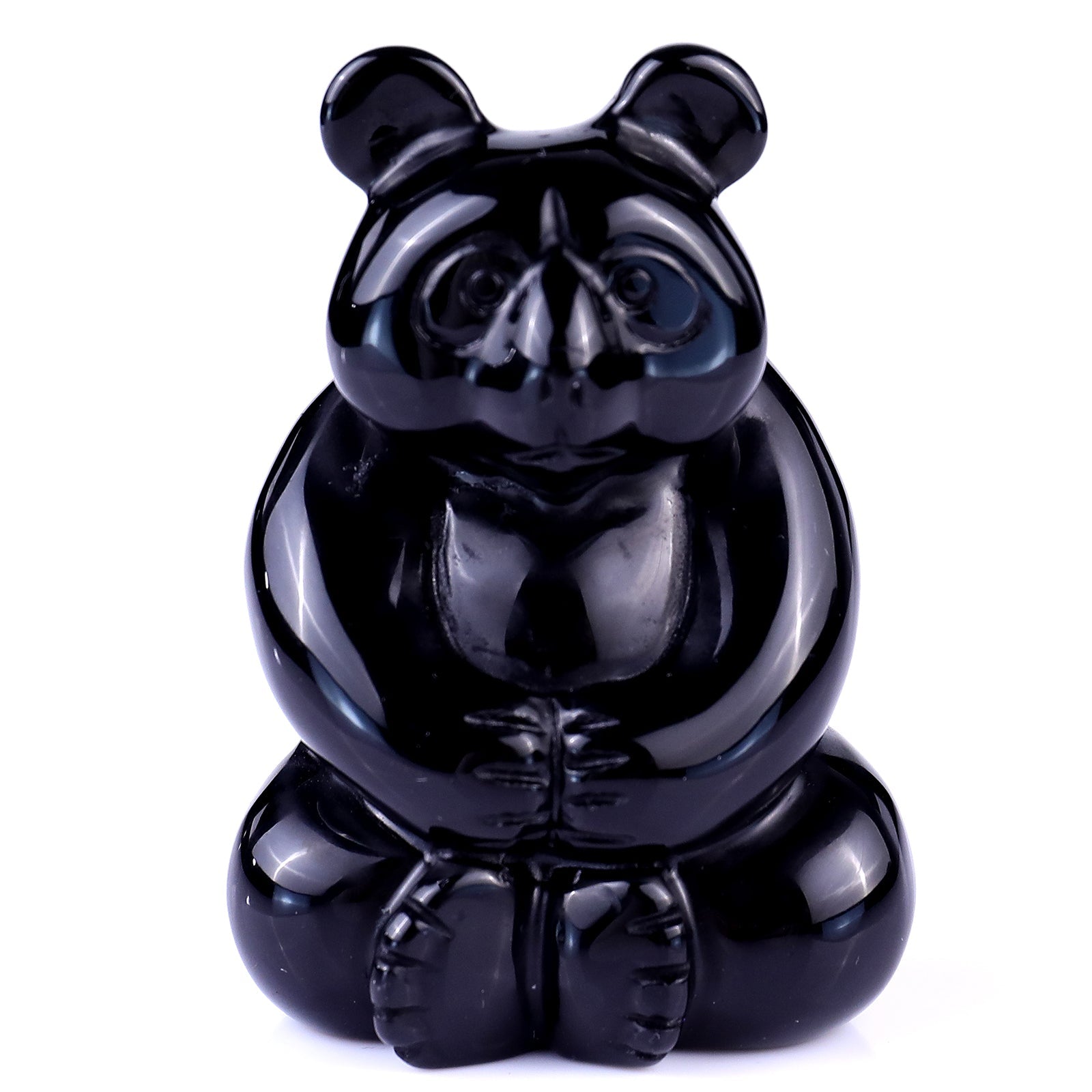 Nicedony 2.9" Black Obsidian Hand Carved Crystal Panda Sculpture - View 18